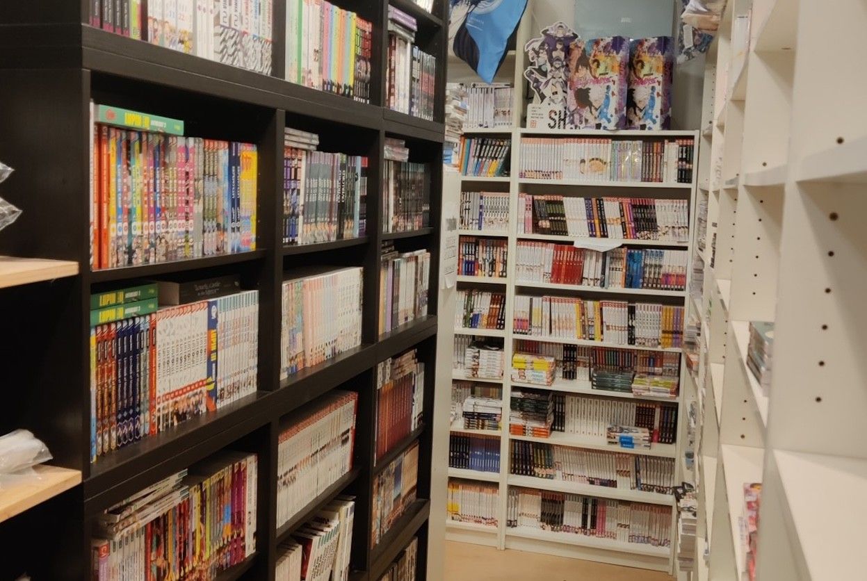 Foto: Regal mit unterschiedlichen Comic-Artikel und Büchern